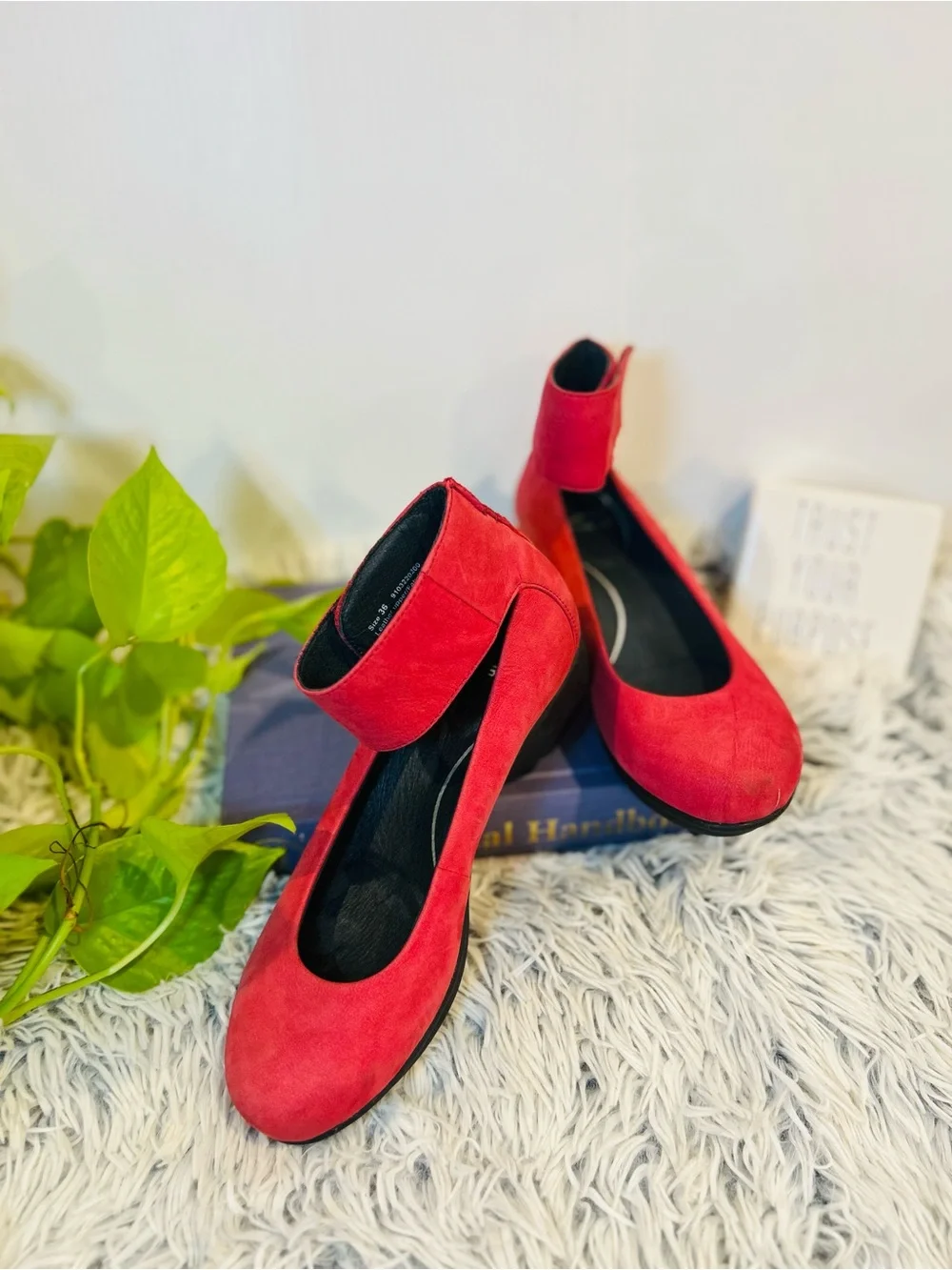 Dansko Lulu Mary Jane Red Ankle-Strap Wedge Pump
